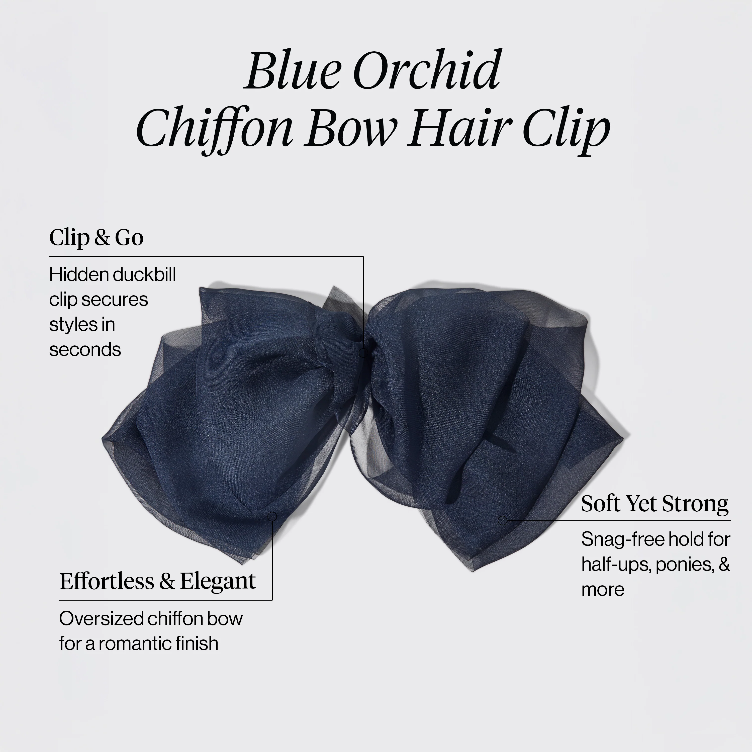 Blue Orchid Chiffon Bow Hair Clip - Image 4
