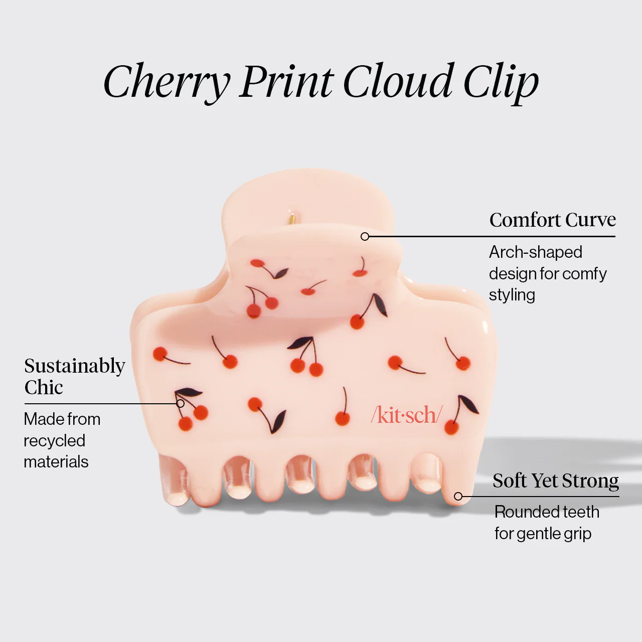 Cherry Print Cloud Claw Clip - Medium - Image 3
