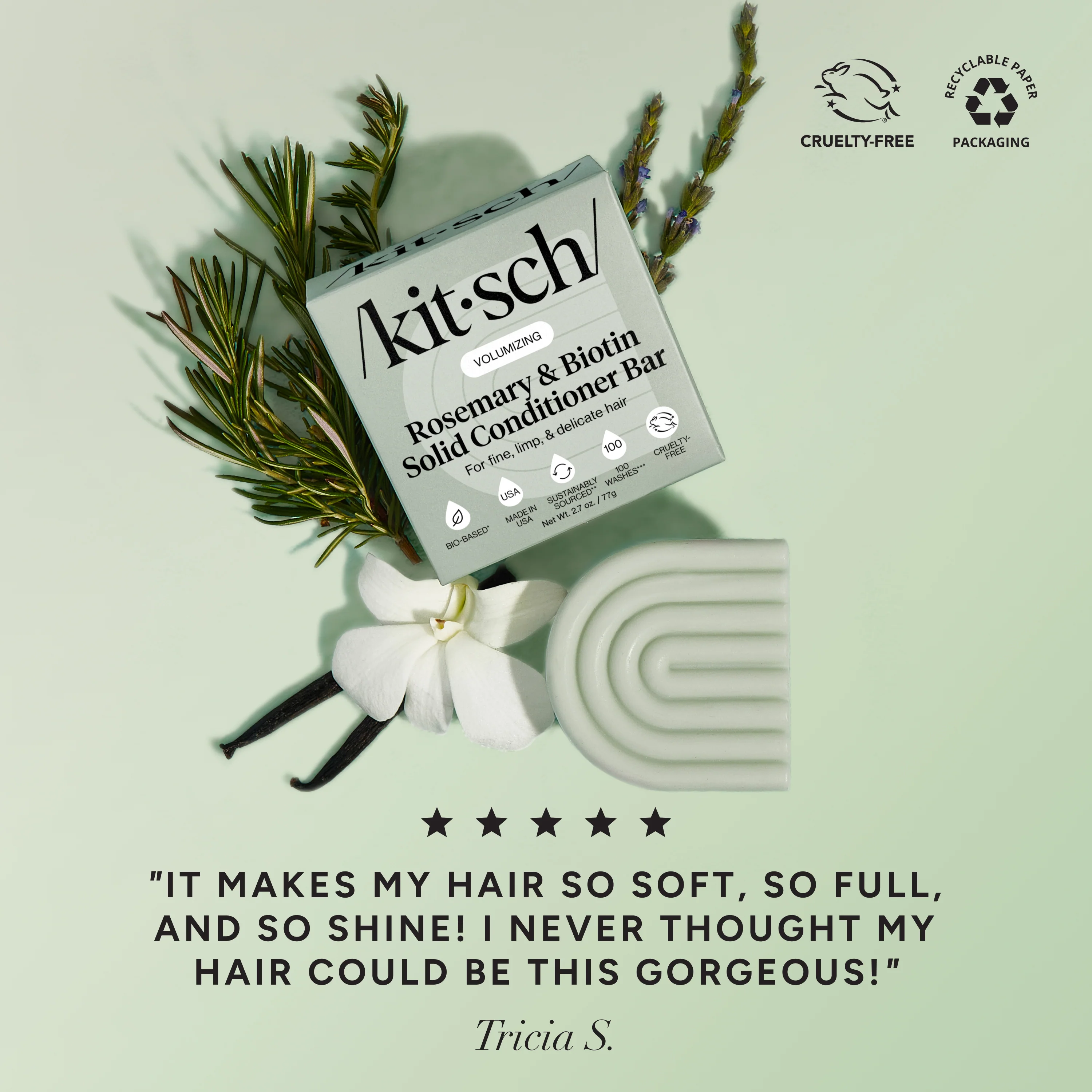 Rosemary & Biotin Volumizing Shampoo & Conditioner Bar Combo - Image 4