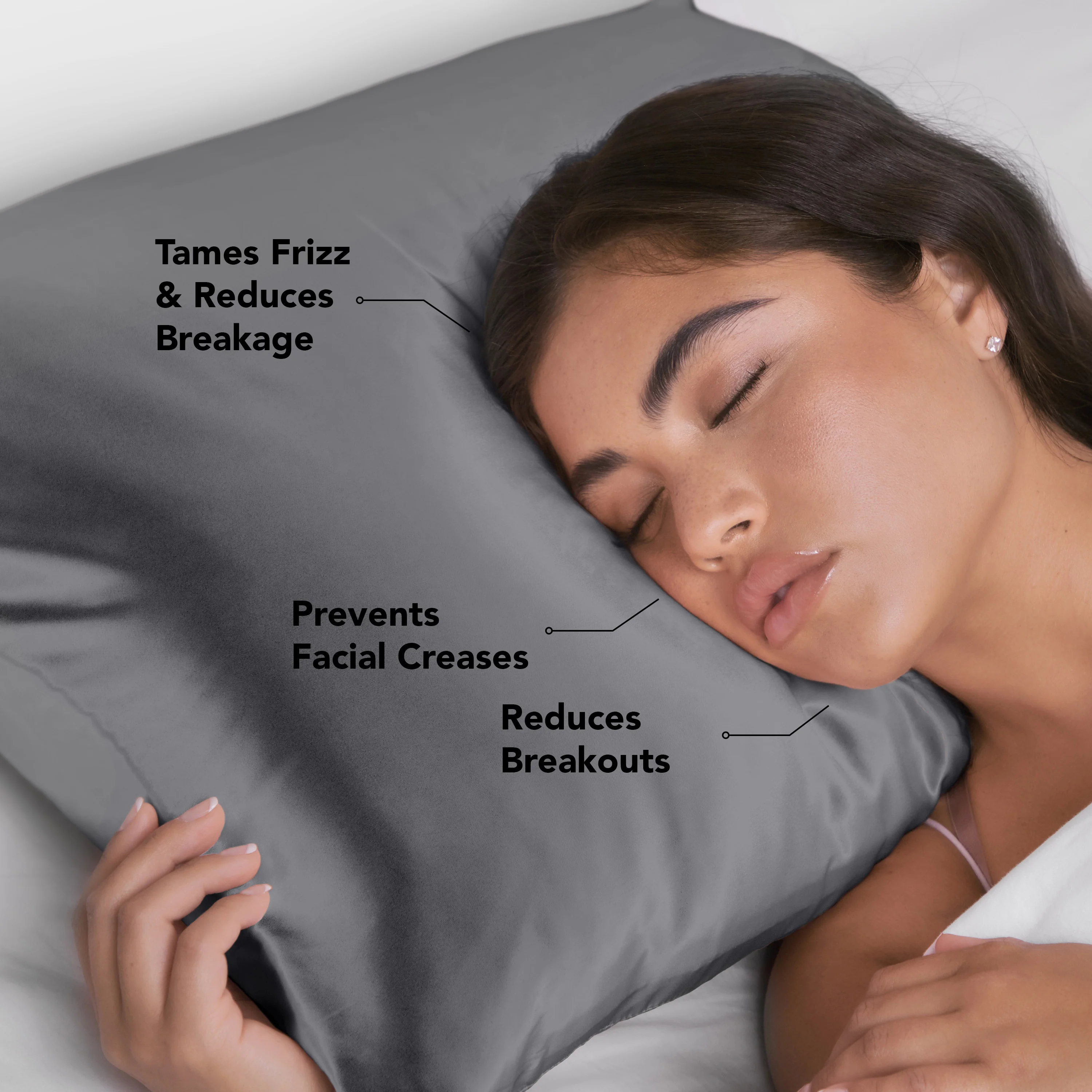 Satin Pillowcase in Charcoal 4 Pack - Image 4